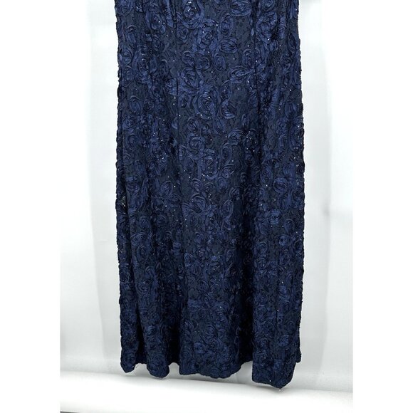 ALEX EVENINGS maxi dress gown sequins formal special occasion navy blue plus 20W - Picture 4 of 10